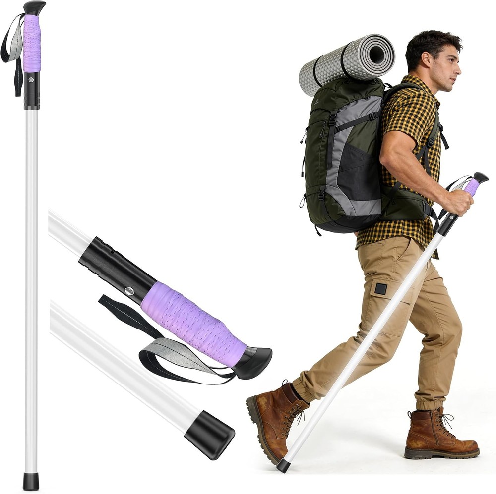 LED Illuminated Hard Hiking Pole with USB Charging, 2-in-1 Function, 2 Pack
