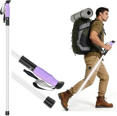 LED Illuminated Hard Hiking Pole with USB Charging, 2-in-1 Function, 2 Pack