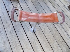 Aluminum SCOT SEAT Hunt Walk Camp Fish Golf ChairStool Leather VTG 1955 Ariz USA
