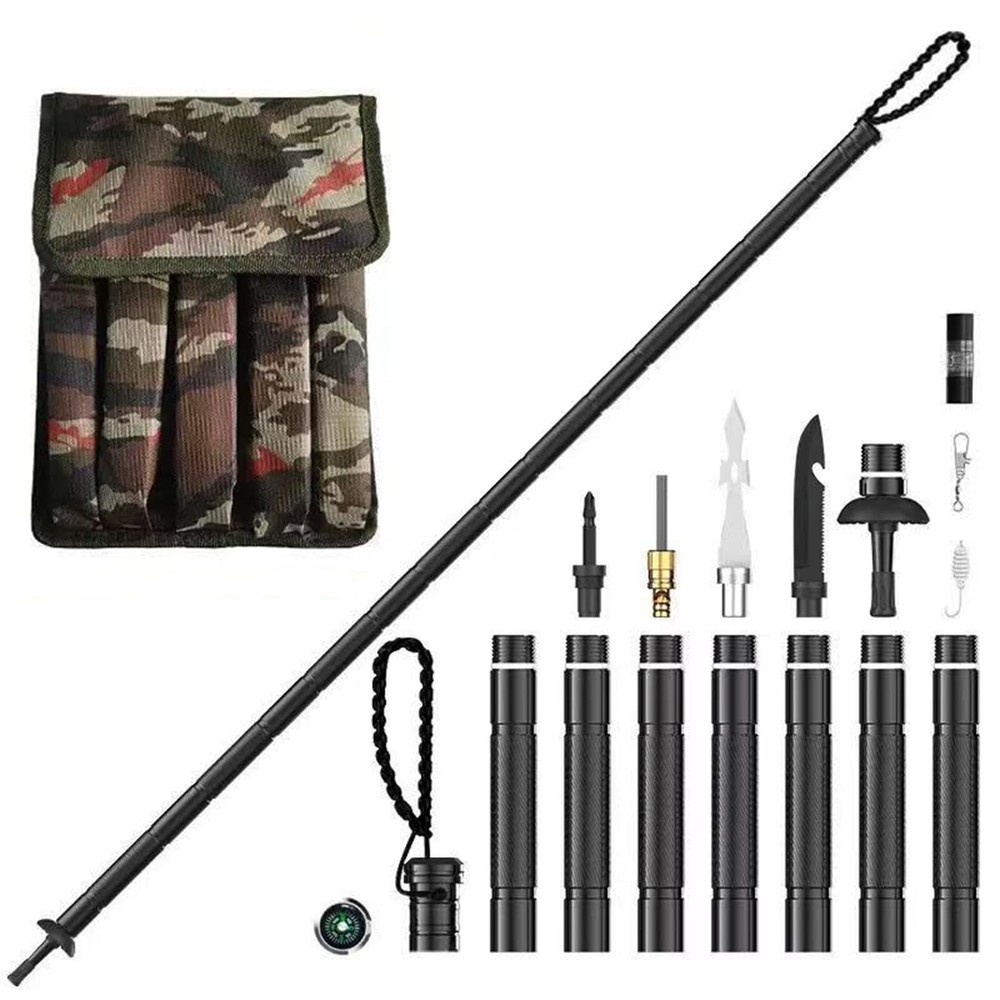 Trekking Pole Tactical Walking Stick, Multifunctional Aluminum Collapsible Su…