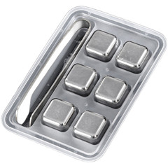 Titanium Beverage Chiller Cubes 27mm Set of 6 with Clip for Fast Cooling