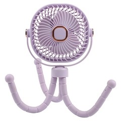 Portable Stroller Fan 8000mAh Battery 360 Degree Rotation LED Light 4 Speeds