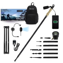 Collapsible Tactical Walking Stick with LED Light & USB Charging – Heavy-Duty Hi