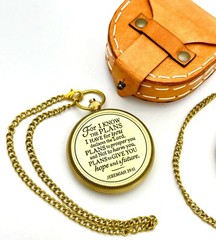 Jeremiah 2911 Brass Engraved Compass Christian First Communion Baptism Gift