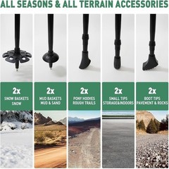 Lightweight Aluminum Trekking Poles Folding Hiking Gear Interchangeable Tips New