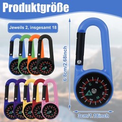18 Pack Compass with Snap Hook, Mini Compass Keychain, Multifun…