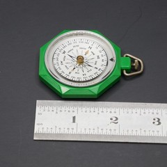 Taylor LITENITE Bakelite Plastic Pocket Compass 2″ vintage DECO RETRO GREEN!!