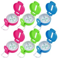 6 Pack Multi-Color Mini Lensatic Compass with Lanyard Orienteering Navigation