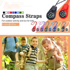 Durable Mini Compasses for Kids, 10-Pack with Nylon Straps for Easy Carrying