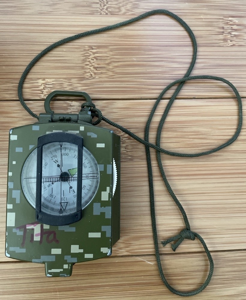 Military Lensatic Compass Camouflage Sighting Compass w/ Lanyard