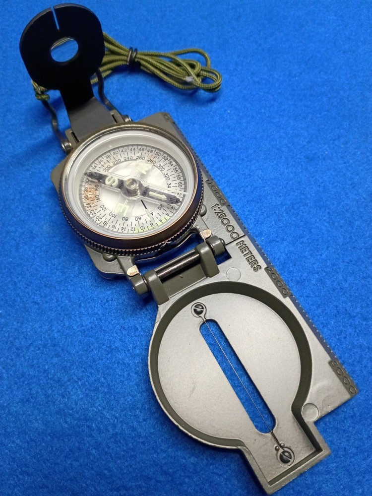 LENSATIC COMPASS W/METAL CASE Japan Military OD Green Map Direction