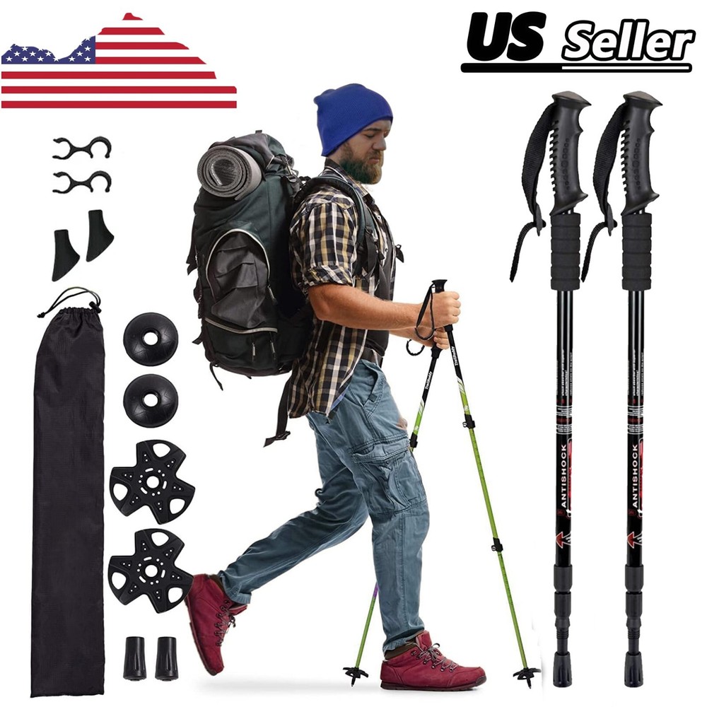Walking Hiking Sticks 2X Trekking Poles Nordic Adjustable Anti-shock Seller US