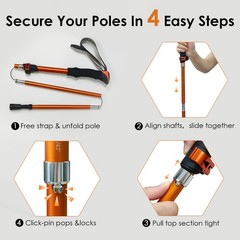 7075 Aluminum Trekking Pole Adjustable Matte Orange