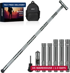 aiGear G2 Tactical Hiking Stick, 5-Section Heavy Duty Walking Staff for Men Wome