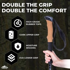 Trekking Poles – Aluminum Hiking Walking Sticks with Adjustable Locks Expanda…