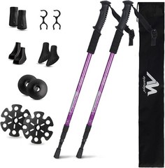 2x Telescopic Trekking Poles Adjustable Nordic Hiking Walking Sticks Alpenstock
