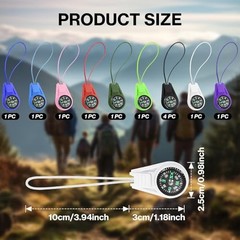 Mini Compass for Kids Keychain, Small Bulk Multi-Color Outdoor Camping 12 Pcs