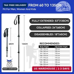 Trekking Poles Collapsible Hiking Poles – 2 Pack Adjustable Aluminum Hiking Stic