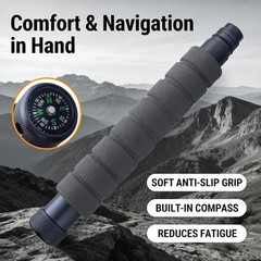 Trekking Pole Tactical Walking Stick, Multifunctional 6-section gray handle