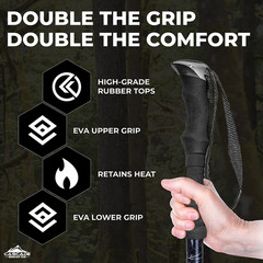 Lightweight Aircraft-Grade Aluminum Trekking Poles with Extended down Grip plus
