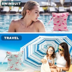 2Pcs Flamingo Print Wet Bags, Wet Dry Bag Reusable Zipper Pouch Multicolor 1338