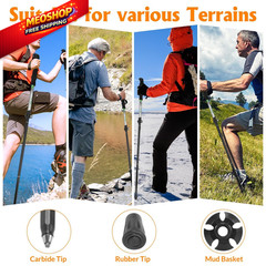 Travel Folding Trekking Hiking Pole with Carrying collapsible foldable, Black