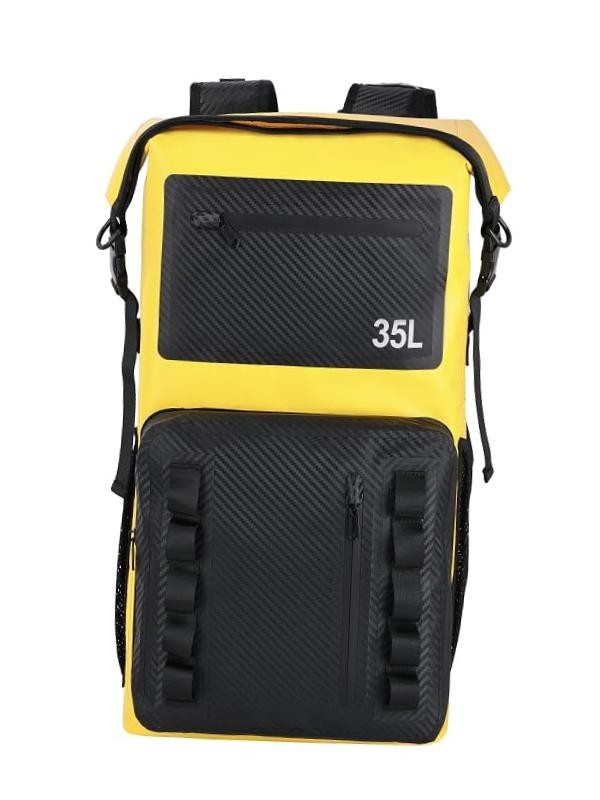 100% Waterproof Roll-Top Dry Bag Backpack with Front Splash-Proof Yellow-black