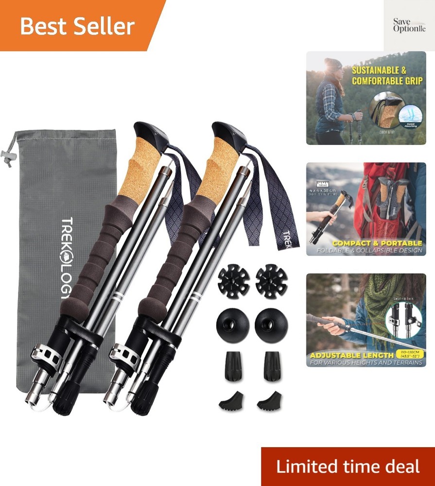 Adjustable Trek-Z Trekking Poles with Cork Grip – Perfect for Outdoor Adventures