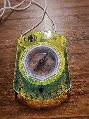 Vintage Brunton Classic Compass Optic Green Baseplate, Blue Cardinal Direction