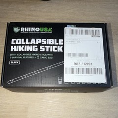 Rhino USA Collapsible Hiking Staff 51in Black Carbide/Rubber Tip AC-TOHIKST-BLK