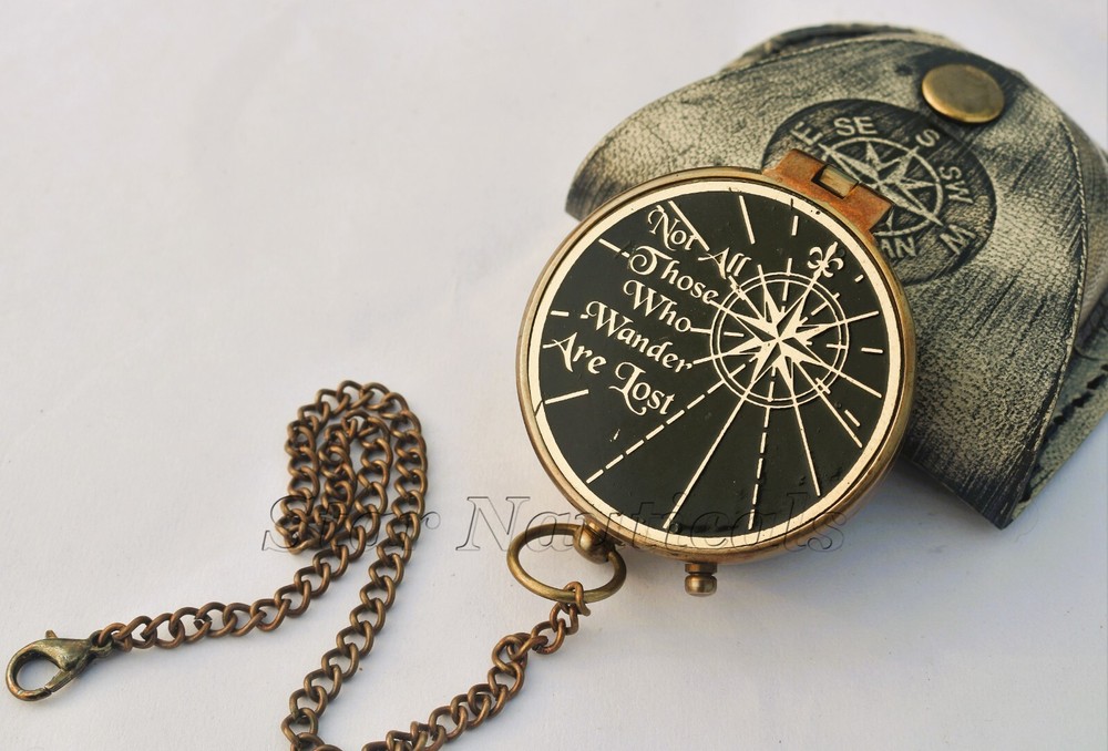 NOT ALL THOSE WHO WANDER ARE LOST Brass Antique Compass best gift any occasion