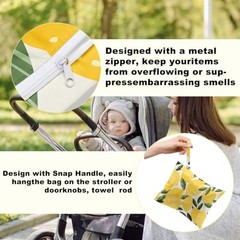 2Pcs Lemon Orange Print Wet Bags, Wet Dry Bag Reusable for Multicolor 1492