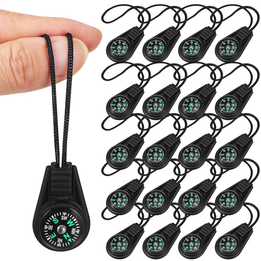 20Pcs Black Mini Hiking Compasses Reusable ABS Outdoor Survival Accessories