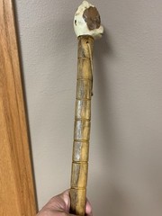 Hand Carved Natural Wood Hiking Walking Stick Cane Great Handle 52” Dog Head
