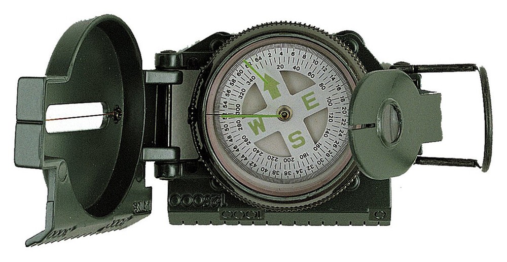 Olive Drab Marching Compass With Slide Ruler & Magnifying Glass
