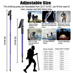Pair Trekking Hiking Poles Walking Sticks Anti-Shock Collapsible Alpenstock Grip