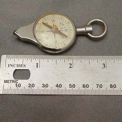 Metal Pocket Compass with Leather Pouch/Case for Hiking, Silver/Brown