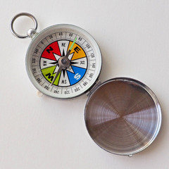 Vintage YCM Pocket Compass Made in Japan Working Needle Stopper Flip Lid Case