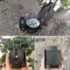 1× Portable Compass Military Outdoor Camping Folding CompassTrip Tool Army Green