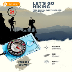 Trekker’s Compass Crew Orienteering Compass, Pack of 2, 2 Compasses Blue