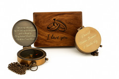Engraved Brass Compass, 8th Anniversary Gift, Personalized Husband Gift