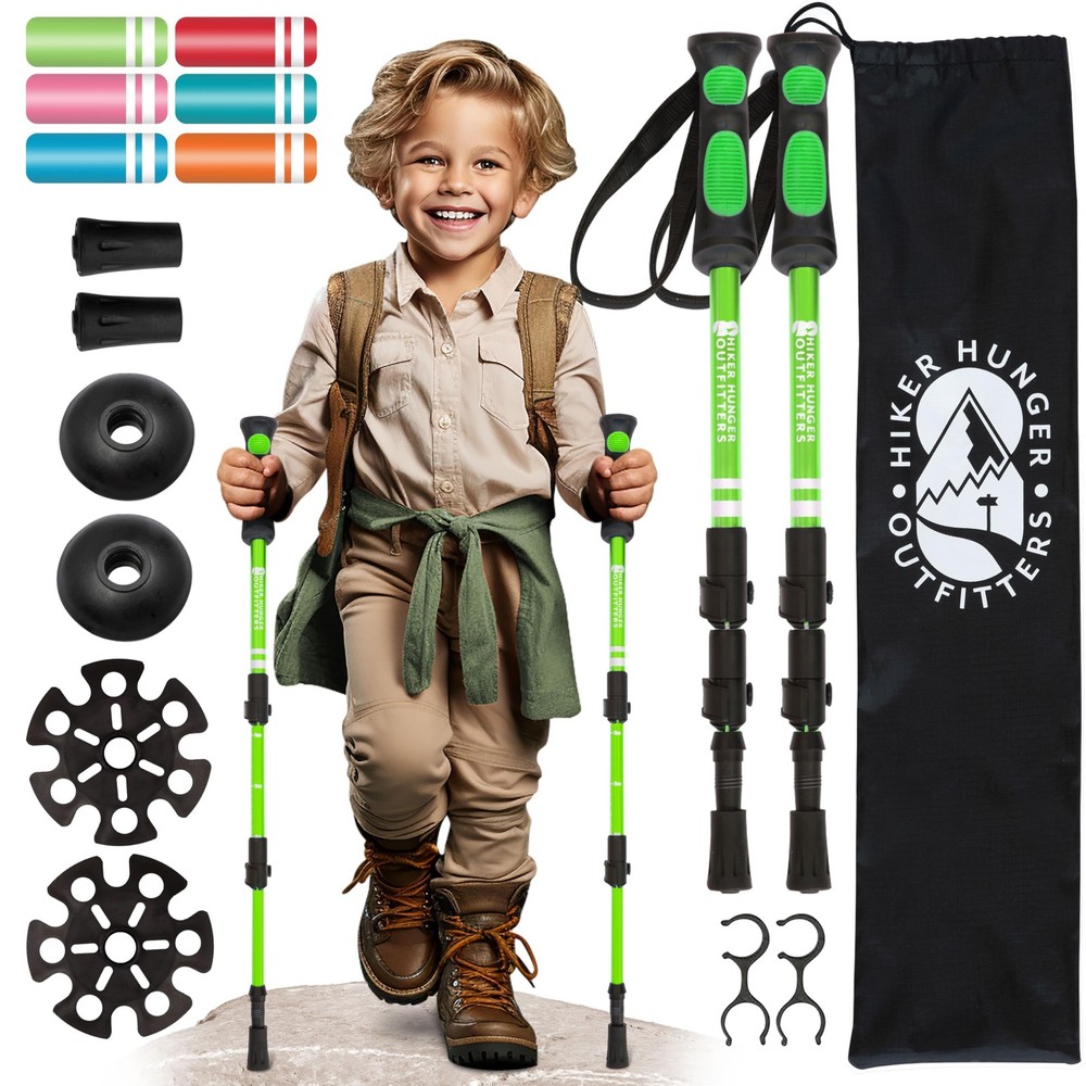 Kids Hiking Poles by USA Brand – Lightweight Collapsible Kids Walking Stick w…