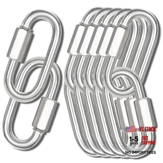 4.2″ Chain Quick Links, 12Pcs 1/2″ Heavy Duty Carabiner, 2500 12PCS-4.2″ Silver