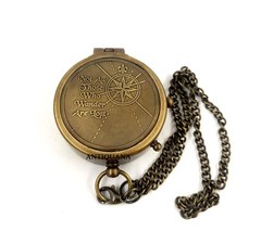 Brass Compass Unique Print Engraved Not All Those Who Wander