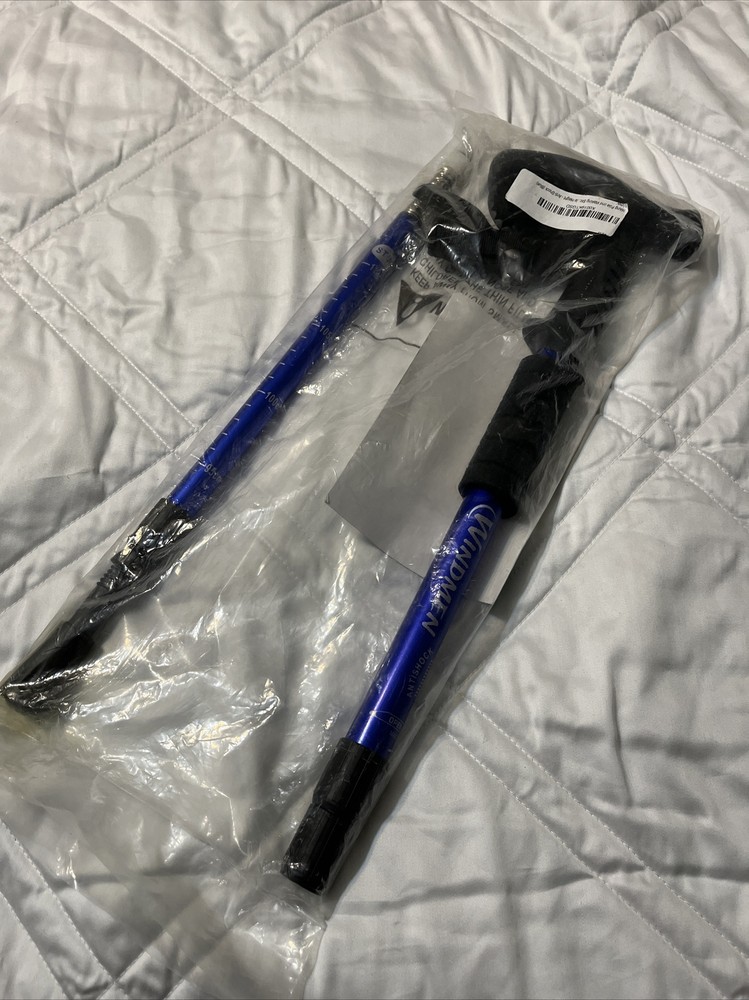 Windmen Trekking Walking Hiking Sticks Anti-shock Adjustable Pole Blue Extends