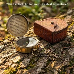 Engraved Brass Compass | Nautical Antique Vintage Solid Brass Compass with Le…