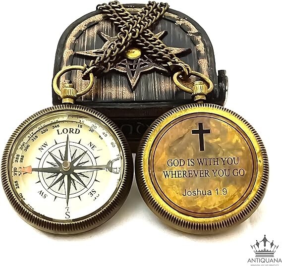 Compass with Authentic Leather Case Brass Compass Directional Compass