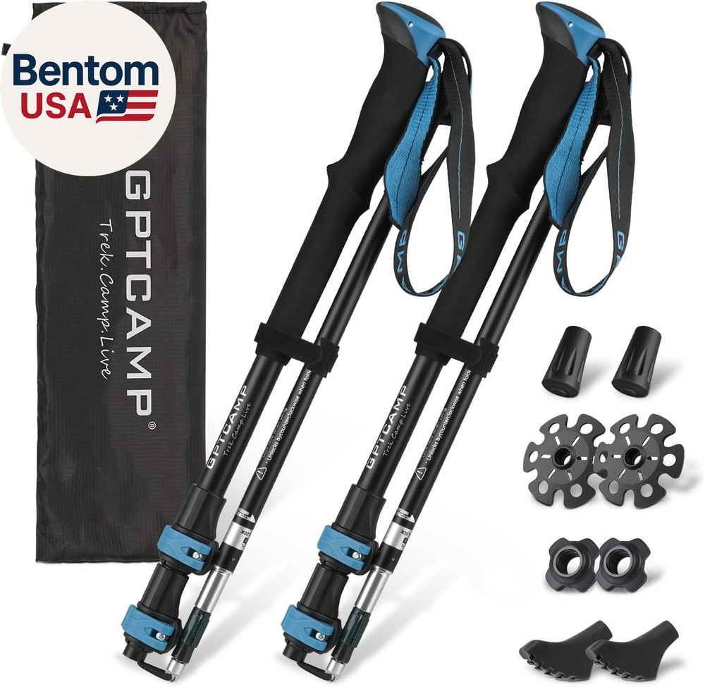 Hiking Sticks,2Pc Trekking Poles Collapsible Hiking Poles,Lightweight Folding Ad