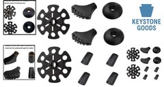 10 Pack Replacement Rubber Tips & Baskets for Trekking & Hiking Poles
