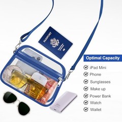 Clear Bag for Stadium Events Clear Sports Fan Handbags Purses with Large Blue